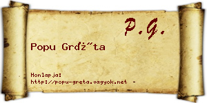 Popu Gréta névjegykártya